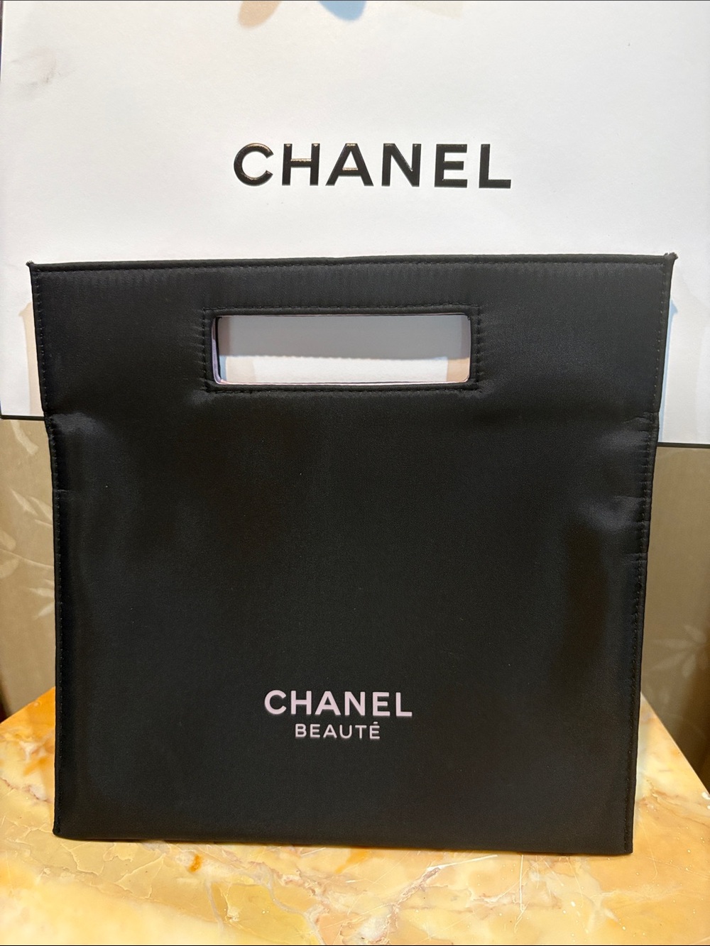 CHANEL Black CHANEL Beauté Square Cosmetic Tote